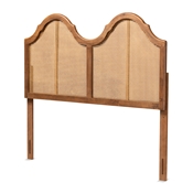 Baxton Studio Hazel Vintage Classic and Traditional Ash Walnut Finished Wood and Synthetic Rattan Queen Size Arched Headboard